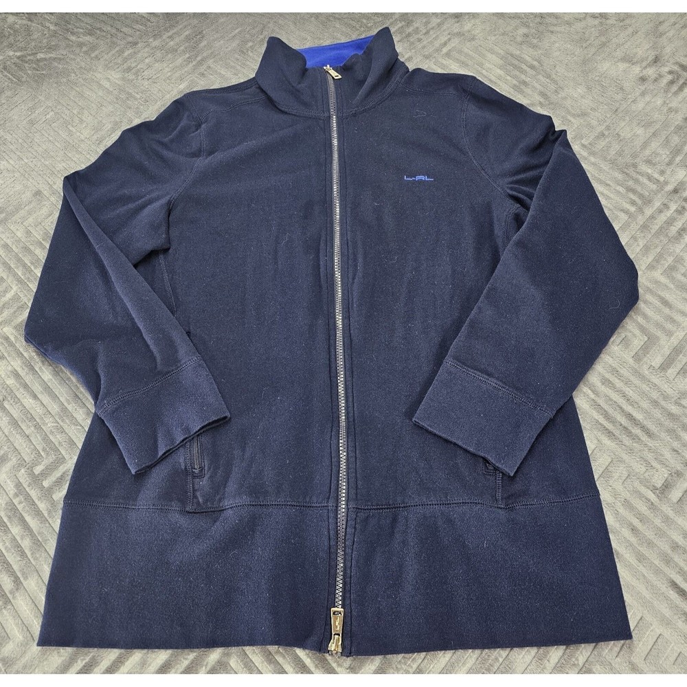 Lauren Ralph Lauren Active Jacket Women's XL Navy Full Zip Foldover Collar